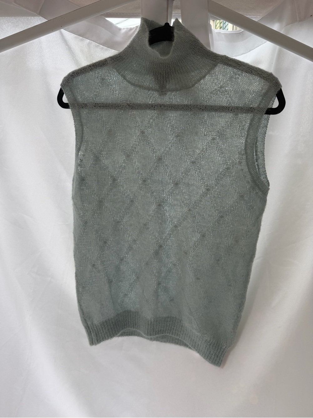 Vintage Calvin Klein Sheer Mohair Turtleneck Sweater Vest - Size L